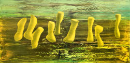 LAAT LICHT VAN OPZIJ 4, 2019, acryl/linnen, 70x140 cm